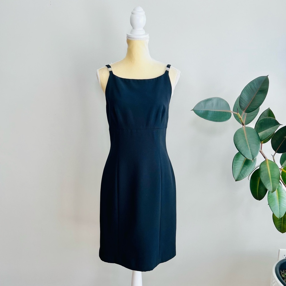 YL by Yair Black Mini Dress with Square Neck